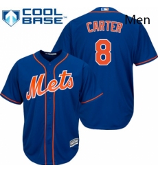 Mens Majestic New York Mets 8 Gary Carter Replica Royal Blue Alternate Home Cool Base MLB Jersey