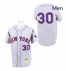 Mens Mitchell and Ness 1969 New York Mets 30 Nolan Ryan Authentic Grey Throwback MLB Jersey