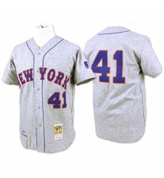 Mens Mitchell and Ness 1969 New York Mets 41 Tom Seaver Replica Grey Throwback MLB Jersey
