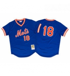 Mens Mitchell and Ness 1986 New York Mets 18 Darryl Strawberry Authentic Royal Blue Throwback MLB Jersey