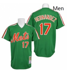 Mens Mitchell and Ness New York Mets 17 Keith Hernandez Authentic Green Throwback MLB Jersey