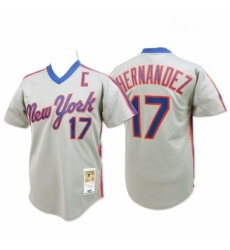 Mens Mitchell and Ness New York Mets 17 Keith Hernandez Authentic Grey Throwback MLB Jersey
