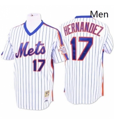 Mens Mitchell and Ness New York Mets 17 Keith Hernandez Authentic WhiteBlue Strip Throwback MLB Jersey