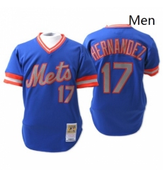 Mens Mitchell and Ness New York Mets 17 Keith Hernandez Replica Blue Throwback MLB Jersey
