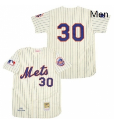 Mens Mitchell and Ness New York Mets 30 Nolan Ryan Authentic WhiteBlue Strip Throwback MLB Jersey