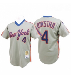 Mens Mitchell and Ness New York Mets 4 Lenny Dykstra Authentic Grey Throwback MLB Jersey