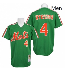 Mens Mitchell and Ness New York Mets 4 Lenny Dykstra Replica Green 1985 Throwback MLB Jersey
