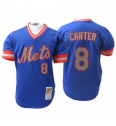 Mens Mitchell and Ness New York Mets 8 Gary Carter Authentic Blue 1983 Throwback MLB Jersey