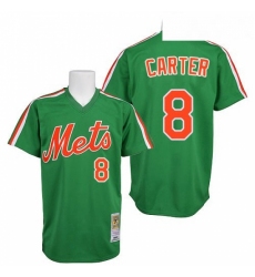 Mens Mitchell and Ness New York Mets 8 Gary Carter Authentic Green 1985 Throwback MLB Jersey