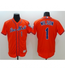Men's New York Mets #1 Amed Rosario Orange Royal Alternate Stitched Baseball Jersey