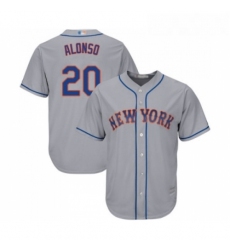 Mens New York Mets 20 Pete Alonso Replica Grey Road Cool Base Baseball Jersey 