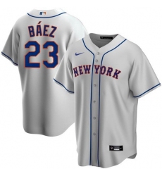 Men's New York Mets #23 Javier Baez Gray Replica Nike Jersey