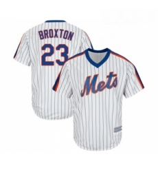 Mens New York Mets 23 Keon Broxton Replica White Alternate Cool Base Baseball Jersey 