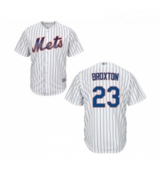 Mens New York Mets 23 Keon Broxton Replica White Home Cool Base Baseball Jersey 
