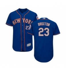 Mens New York Mets 23 Keon Broxton Royal Gray Alternate Flex Base Authentic Collection Baseball Jersey
