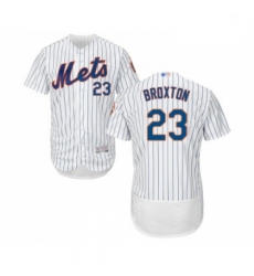 Mens New York Mets 23 Keon Broxton White Home Flex Base Authentic Collection Baseball Jersey