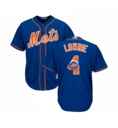 Mens New York Mets 4 Jed Lowrie Authentic Royal Blue Team Logo Fashion Cool Base Baseball Jersey 