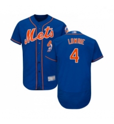 Mens New York Mets 4 Jed Lowrie Royal Blue Alternate Flex Base Authentic Collection Baseball Jersey