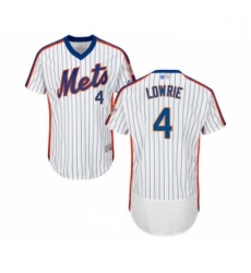Mens New York Mets 4 Jed Lowrie White Alternate Flex Base Authentic Collection Baseball Jersey