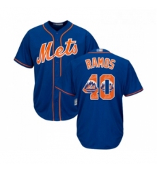 Mens New York Mets 40 Wilson Ramos Authentic Royal Blue Team Logo Fashion Cool Base Baseball Jersey 
