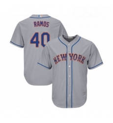 Mens New York Mets 40 Wilson Ramos Replica Grey Road Cool Base Baseball Jersey 