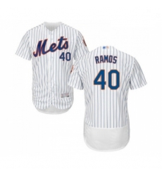 Mens New York Mets 40 Wilson Ramos White Home Flex Base Authentic Collection Baseball Jersey