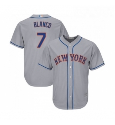 Mens New York Mets 7 Gregor Blanco Replica Grey Road Cool Base Baseball Jersey 