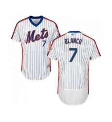 Mens New York Mets 7 Gregor Blanco White Alternate Flex Base Authentic Collection Baseball Jersey