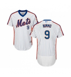 Mens New York Mets 9 Brandon Nimmo White Alternate Flex Base Authentic Collection Baseball Jersey