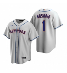 Mens Nike New York Mets 1 Amed Rosario Gray Road Stitched Baseball Jersey