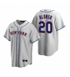 Mens Nike New York Mets 20 Pete Alonso Gray Road Stitched Baseball Jersey