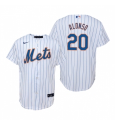 Mens Nike New York Mets 20 Pete Alonso White Home Stitched Baseball Jersey