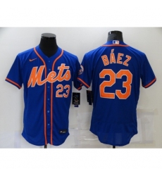 Men's Nike New York Mets #23 Javier Báez Blue Elite Authentic Baseball Jersey