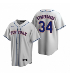 Mens Nike New York Mets 34 Noah Syndergaard Gray Road Stitched Baseball Jerse