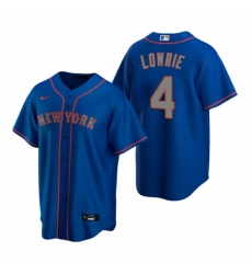 Mens Nike New York Mets 4 Jed Lowrie Royal Alternate Road Stitched Baseball Jersey