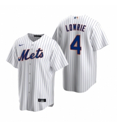 Mens Nike New York Mets 4 Jed Lowrie White 2020 Home Stitched Baseball Jersey
