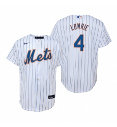 Mens Nike New York Mets 4 Jed Lowrie White Home Stitched Baseball Jersey