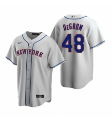 Mens Nike New York Mets 48 Jacob deGrom Gray Road Stitched Baseball Jerse