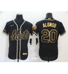 Mets 20 Pete Alonso Black Gold 2020 Nike Flexbase Jersey