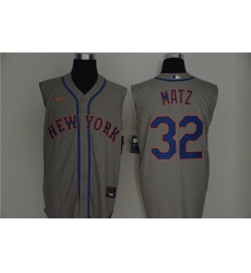 Mets 32 Steven Matz Gray Nike Cool Base Sleeveless Jersey