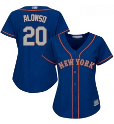 Mets #20 Pete Alonso Blue 28Grey NO  Alternate Women Stitched Baseball Jersey