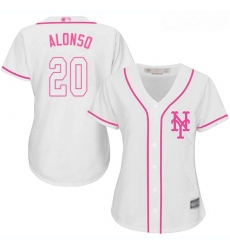 Mets #20 Pete Alonso White Pink Fashion Women Stitched Baseball Jersey
