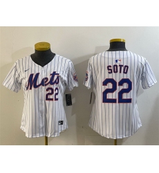 Women New York Mets 22 Juan Soto White 2024 Home Limited Stitched Baseball Jersey 