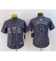 Women New York Mets 4 Francisco Alvarez Graphite 2024 City Connect Limited Stitched Baseball Jersey 1