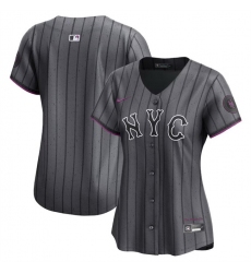 Women New York Mets Blank Graphite 2024 City Connect Limited Stitched Baseball Jersey