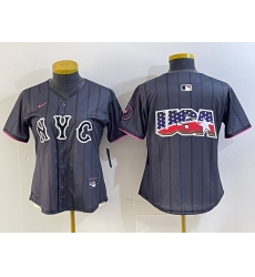 Women New York Mets Team Big Logo Graphite 2024 City Connect Limited Stitched Baseball Jersey 1