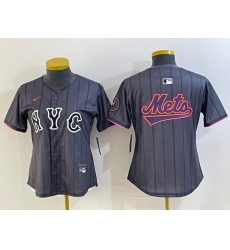 Women New York Mets Team Big Logo Graphite 2024 City Connect Limited Stitched Baseball Jersey 2 1