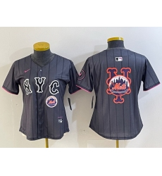 Women New York Mets Team Big Logo Graphite 2024 City Connect Limited Stitched Baseball Jersey 5