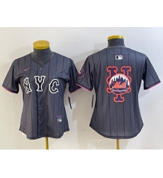 Women New York Mets Team Big Logo Graphite 2024 City Connect Limited Stitched Baseball Jersey1