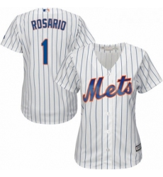 Womens Majestic New York Mets 1 Amed Rosario Authentic White Home Cool Base MLB Jersey 